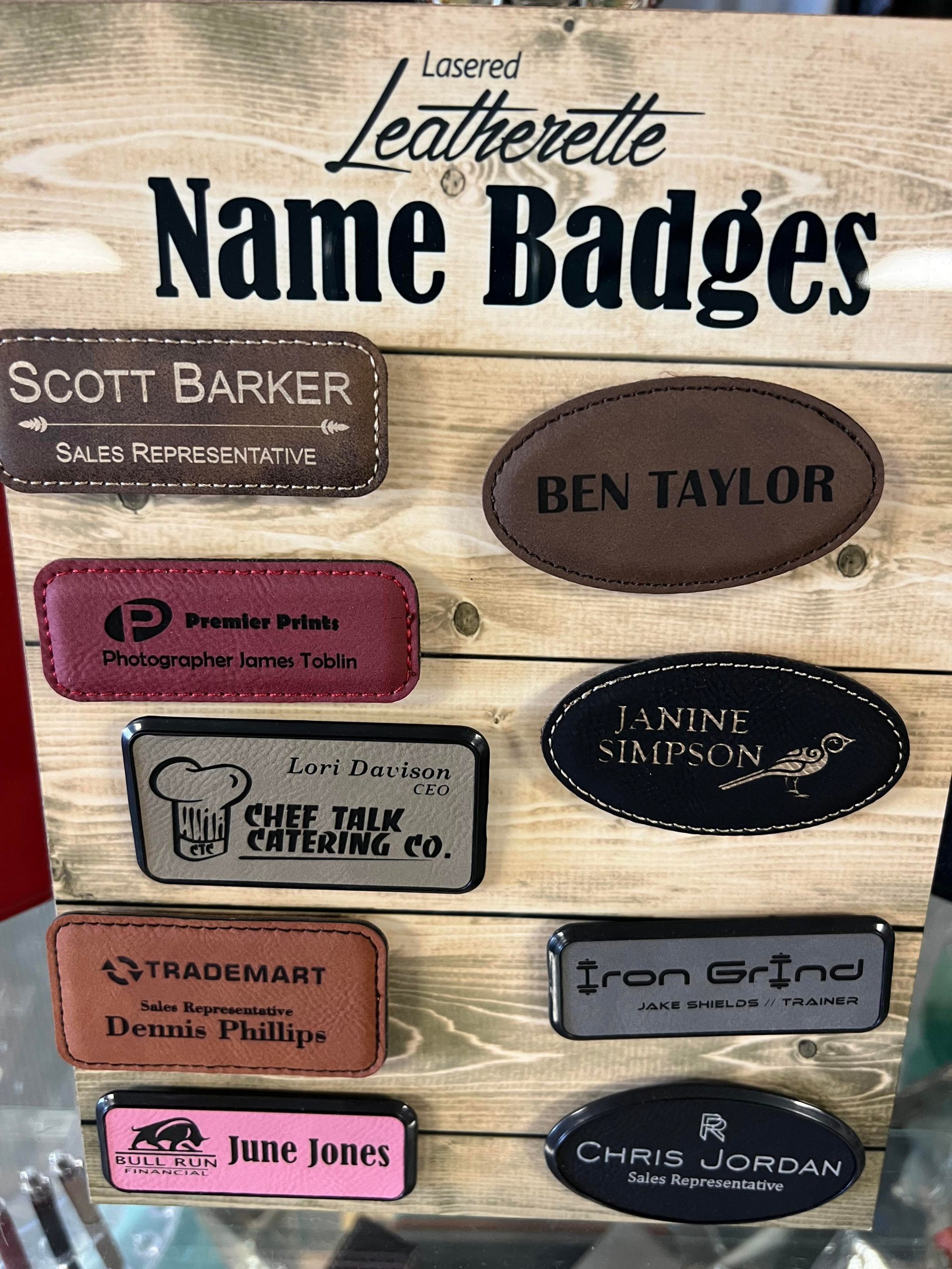 Laser engraved name badges